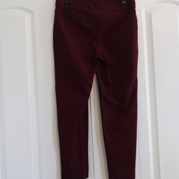 Zac & Rachel Pull On Ankle Stretch Pants Tapered Burgundy Nylon Womens Size 10 - Picture 12 of 14